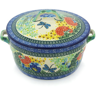 Polish Pottery Dutch Oven 8-inch Dragonfly Delight UNIKAT