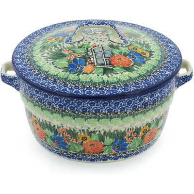 Polish Pottery Dutch Oven 8-inch Garden Dreams UNIKAT