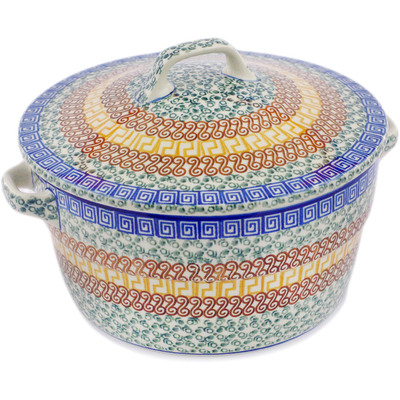 Polish Pottery Dutch Oven 8-inch Grecian Sea