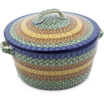 Polish Pottery Dutch Oven 8-inch Grecian Sea