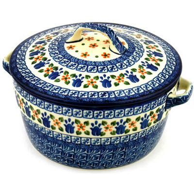 Polish Pottery Dutch Oven 8-inch Holland Tulips