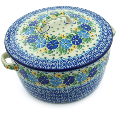 Polish Pottery Dutch Oven 8-inch Periwinkle Ring UNIKAT
