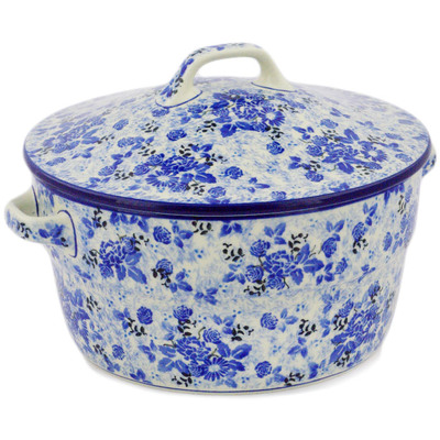 Polish Pottery Dutch Oven 8-inch Rainy Garden UNIKAT