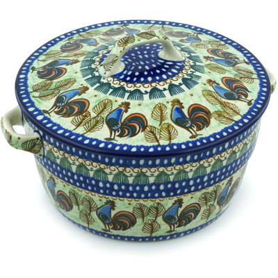 Polish Pottery Dutch Oven 8-inch Rooster Row UNIKAT
