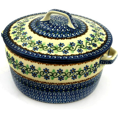 Polish Pottery Dutch Oven 8-inch Woven Pansies