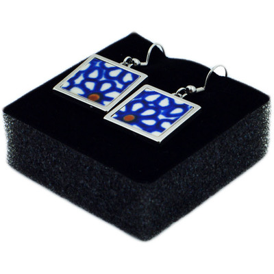 Polish Pottery Earring 1&quot; Dizzy Daisies