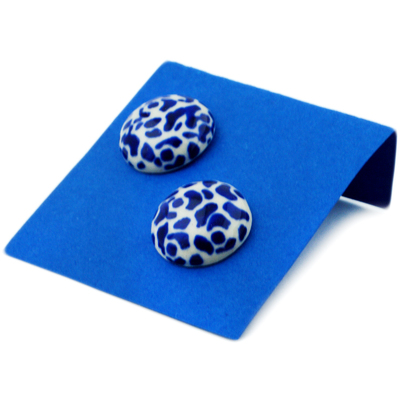 Polish Pottery Earring 1" Modern Blue