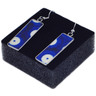 Ceramic, Metal Earring 2&quot; Blue Eyes