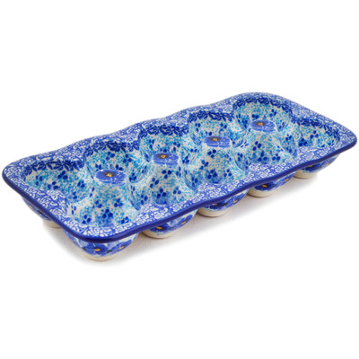 Polish Pottery Egg Crate 11&quot; Deep Winter UNIKAT