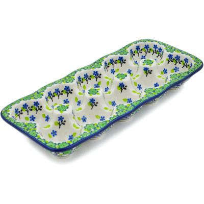 Polish Pottery Egg Crate 11&quot; Luck Of The Clover UNIKAT