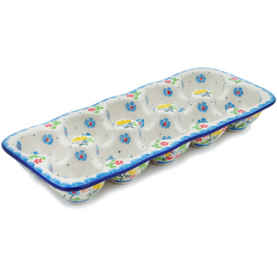 Polish Pottery Egg Crate 11&quot; Spring Sights UNIKAT