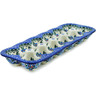 Polish Pottery Egg Crate 13&quot; Azure Blooms