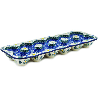 Polish Pottery Egg Crate 13&quot; Crazy Daisy