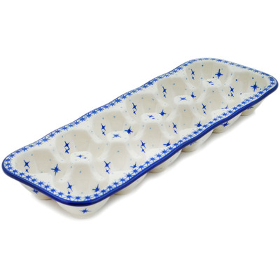 Polish Pottery Egg Crate 13&quot; Twinkling Stars