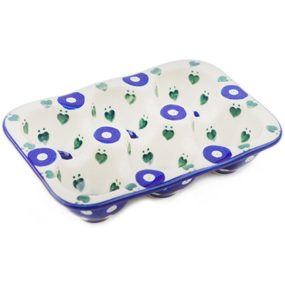 Polish Pottery Egg Crate 7&quot; Bleeding Heart Peacock