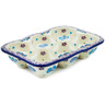 Polish Pottery Egg Crate 7&quot; Blooming Blues