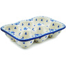 Polish Pottery Egg Crate 7&quot; Blue Grapevine