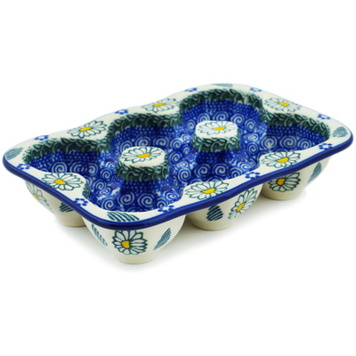 Polish Pottery Egg Crate 7&quot; Crazy Daisy