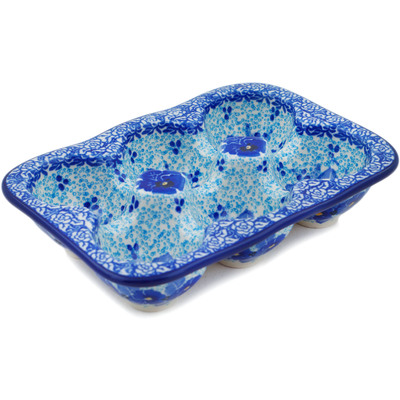Polish Pottery Egg Crate 7&quot; Deep Winter UNIKAT