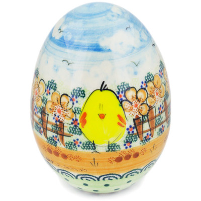 Polish Pottery Egg Figurine 0&quot; Chickadee UNIKAT