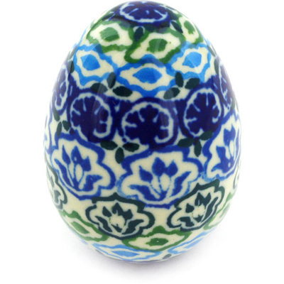 Polish Pottery Egg Figurine 2&quot; Aztec Eyes