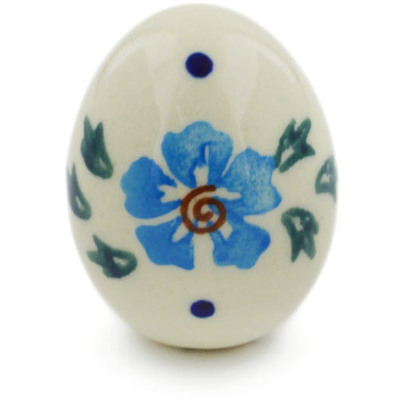 Polish Pottery Egg Figurine 2&quot; Blue Cornflower