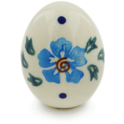 Polish Pottery Egg Figurine 2" Blue Cornflower