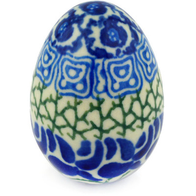 Polish Pottery Egg Figurine 2&quot; Blue Passion