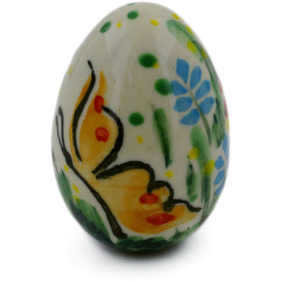 Polish Pottery Egg Figurine 2&quot; Butterfly Mum UNIKAT