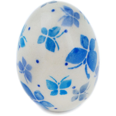 Polish Pottery Egg Figurine 2&quot; Crystal Butterfly
