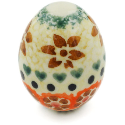 Polish Pottery Egg Figurine 2&quot; Fall Leaves