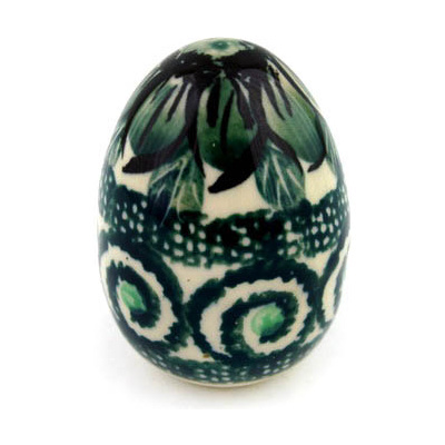 Polish Pottery Egg Figurine 2&quot; Gratuitous Greens UNIKAT