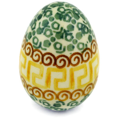 Polish Pottery Egg Figurine 2&quot; Grecian Sea