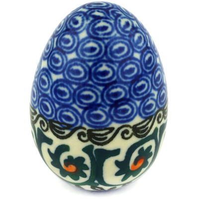 Polish Pottery Egg Figurine 2"