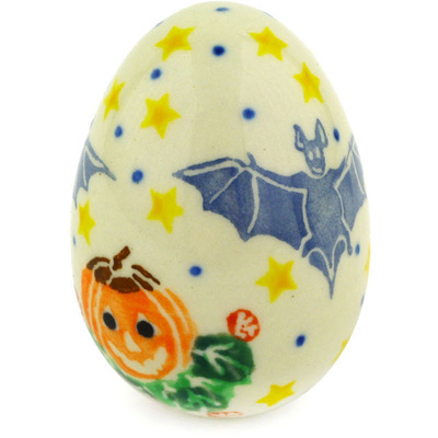 Polish Pottery Egg Figurine 2&quot; Happy Halloween