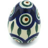 Polish Pottery Egg Figurine 2&quot; Peacock Leaves