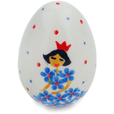 Polish Pottery Egg Figurine 2&quot; Princess In A Blue Dress