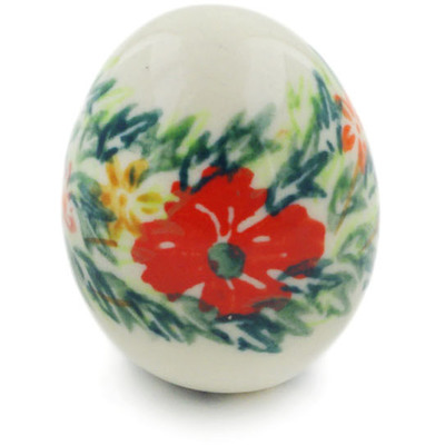Polish Pottery Egg Figurine 2&quot; Ring Of Flowers UNIKAT