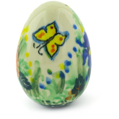 Polish Pottery Egg Figurine 2&quot; Spring Garden UNIKAT