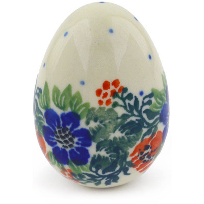 Polish Pottery Egg Figurine 2&quot; Springtime Wreath