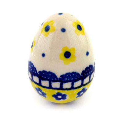 Polish Pottery Egg Figurine 2&quot; Sunshine