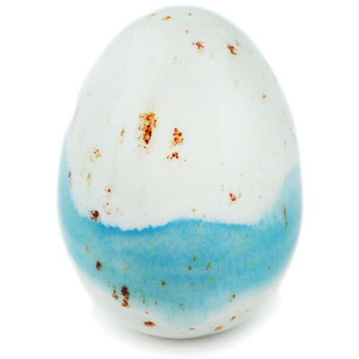 Polish Pottery Egg Figurine 2&quot; White
