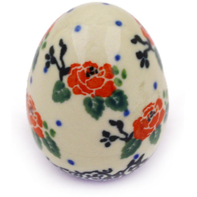 Polish Pottery Egg Figurine 2&quot; Wild Rose