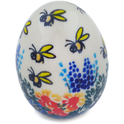 Polish Pottery Egg Figurine 3&quot; Bee Fun UNIKAT