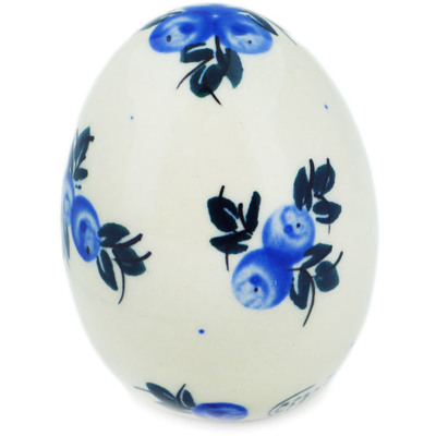 Polish Pottery Egg Figurine 3&quot; Blue Berry Special UNIKAT