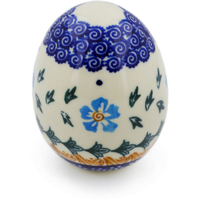 Polish Pottery Egg Figurine 3" Blue Cornflower