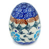 Polish Pottery Egg Figurine 3&quot; Blue Cornflower