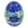 Polish Pottery Egg Figurine 3&quot; Blue Floral Day UNIKAT