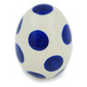 Polish Pottery Egg Figurine 3&quot; Blue Polka Dot Beauty