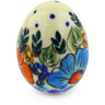 Polish Pottery Egg Figurine 3&quot; Bold Poppies UNIKAT